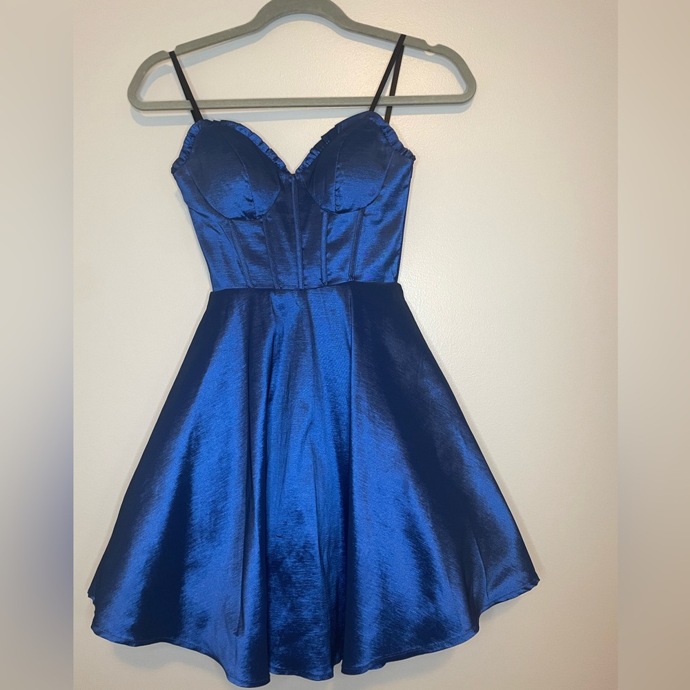 B Darlin Blue Fit and Flare Mini Dress